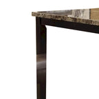 Table haute spacieuse en bois avec plateau en faux marbre marron