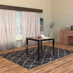 Table haute spacieuse en bois avec plateau en faux marbre marron