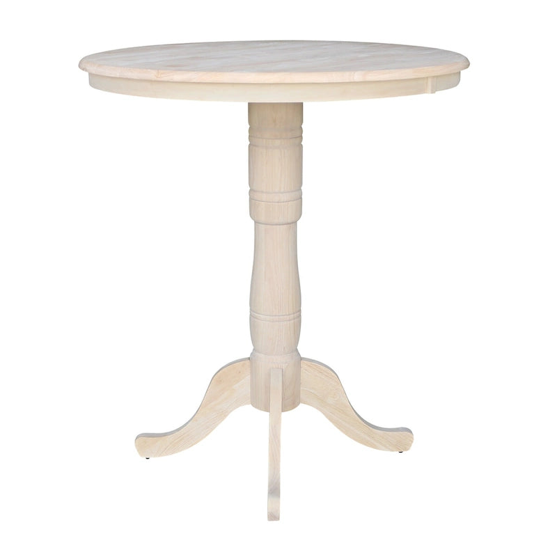 Table de bar ronde à piédestal de 36 pouces (91 cm) non finie d'International Concepts