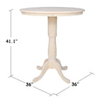 Table de bar ronde à piédestal de 36 pouces (91 cm) non finie d'International Concepts