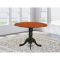 East West Furniture Dublin Kitchen Dining Table - a Round Wooden Table Top with Dropleaf & Pedestal Base, (Finish Options)