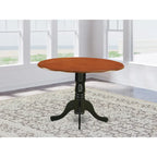 East West Furniture Dublin Kitchen Dining Table - a Round Wooden Table Top with Dropleaf & Pedestal Base, (Finish Options)