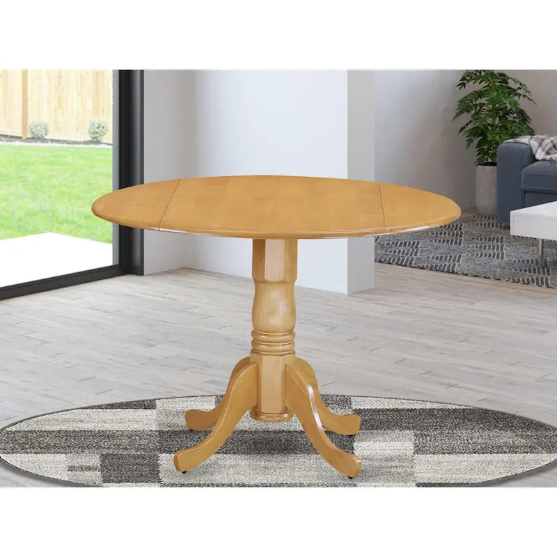 Table de salle à manger de cuisine Dublin d'East West Furniture - Plateau rond en bois avec abattant et pied central (Options de finition)