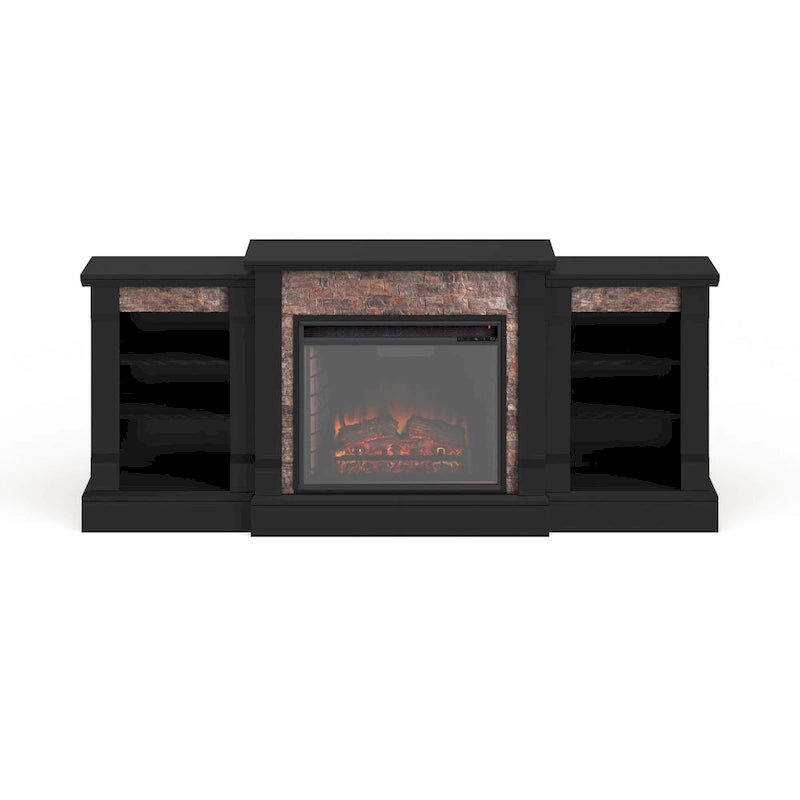 Cheminée électrique noire Hay River de SEI Furniture avec bibliothèques