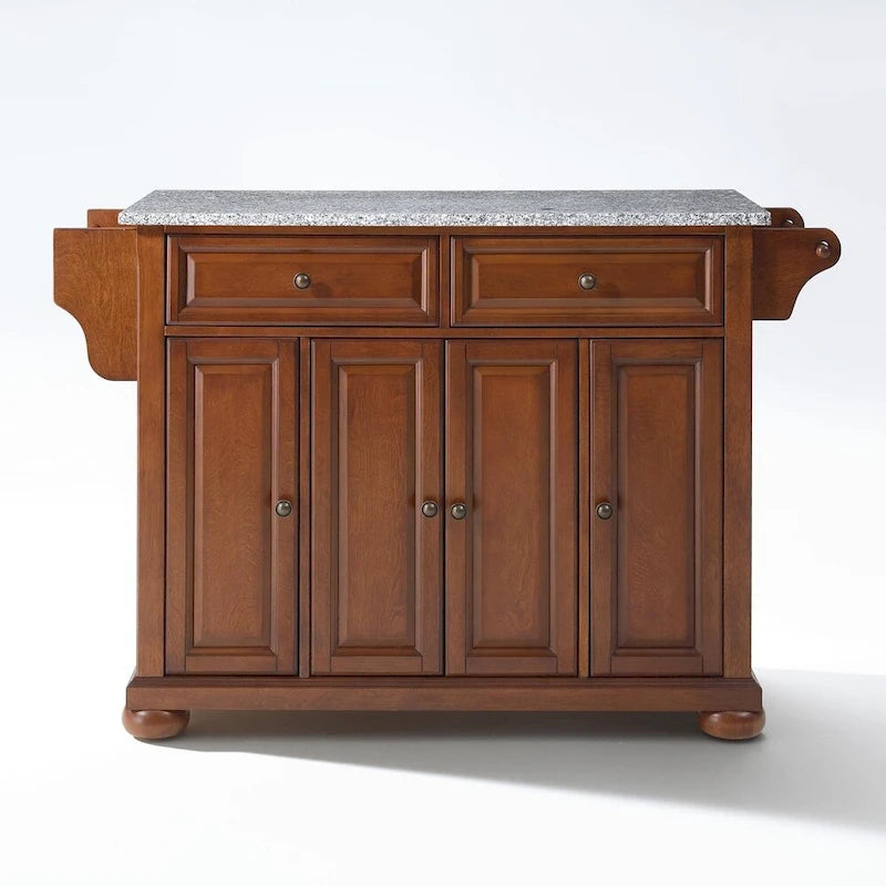 Îlot de cuisine Crosley Alexandria avec plateau en granit massif, finition cerisier classique - 51,5 po L x 18 po P x 34 po H
