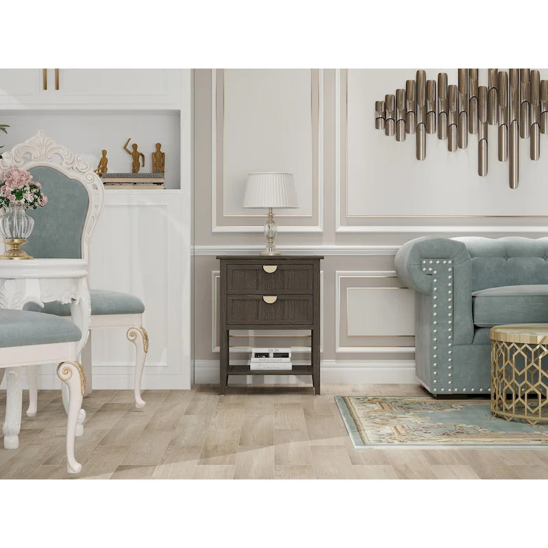 Table d'appoint à 2 tiroirs