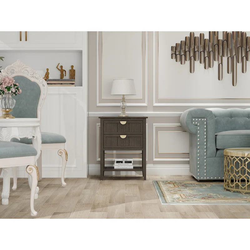 Table d'appoint à 2 tiroirs