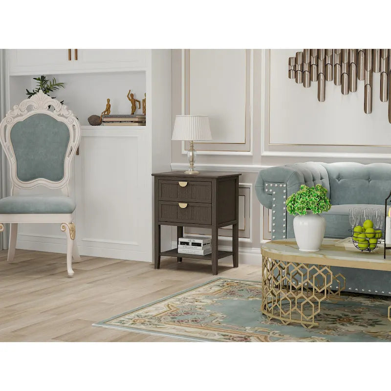 Table d'appoint à 2 tiroirs