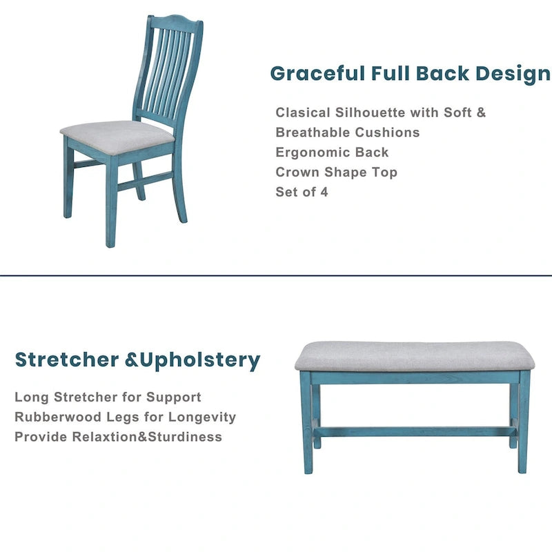 Ensemble de table à manger en bois Merax style milieu du siècle, 6 pièces