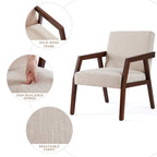 HUIMO Ensemble de 2 fauteuils d'appoint en bois massif, revêtement marron/blanc/bleu, style moderne milieu du siècle, pour salon