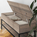 Banc d'entrée de style campagnard avec couvercle relevable à charnières et rangement