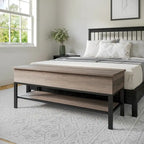 Banc d'entrée de style campagnard avec couvercle relevable à charnières et rangement