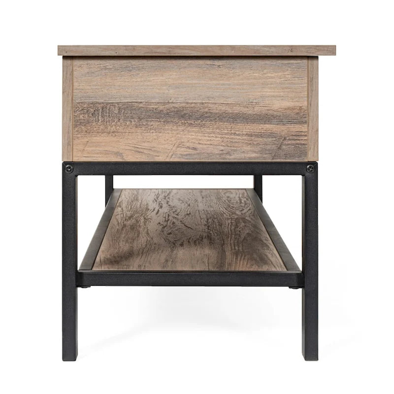 Banc d'entrée de style campagnard avec couvercle relevable à charnières et rangement