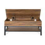 Banc d'entrée de style campagnard avec couvercle relevable à charnières et rangement