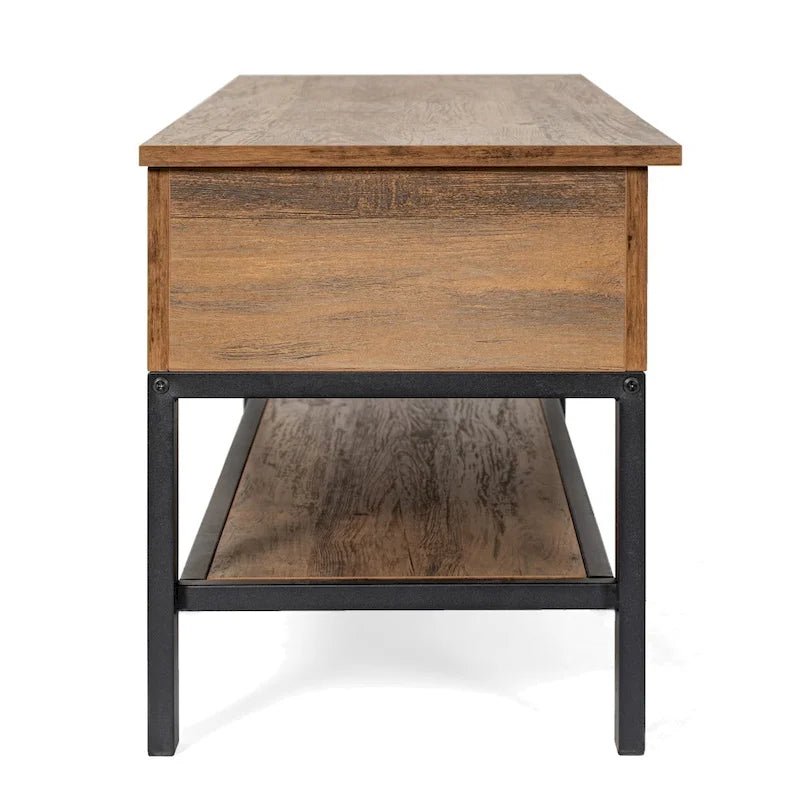 Banc d'entrée de style campagnard avec couvercle relevable à charnières et rangement