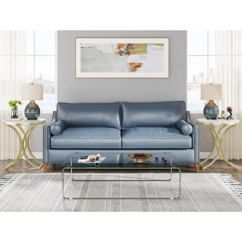 Petite table d'appoint ronde moderne avec structure en métal doré et placage en faux marbre, en bois d'ingénierie, idéale pour le salon.