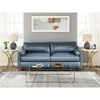 Petite table d'appoint ronde moderne avec structure en métal doré et placage en faux marbre, en bois d'ingénierie, idéale pour le salon.