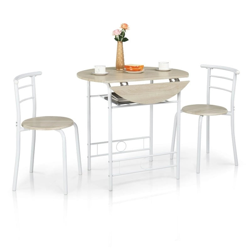 Table de salle à manger à abattants de 80 cm pour petits espaces, ensemble table et chaises de cuisine pour 2 personnes