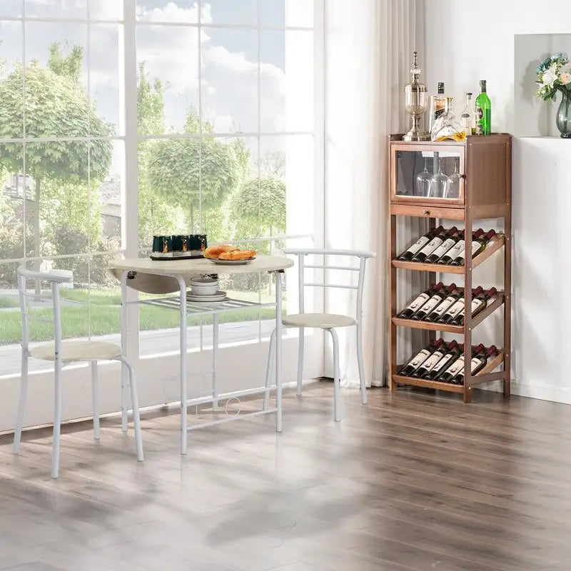 Table de salle à manger à abattants de 80 cm pour petits espaces, ensemble table et chaises de cuisine pour 2 personnes