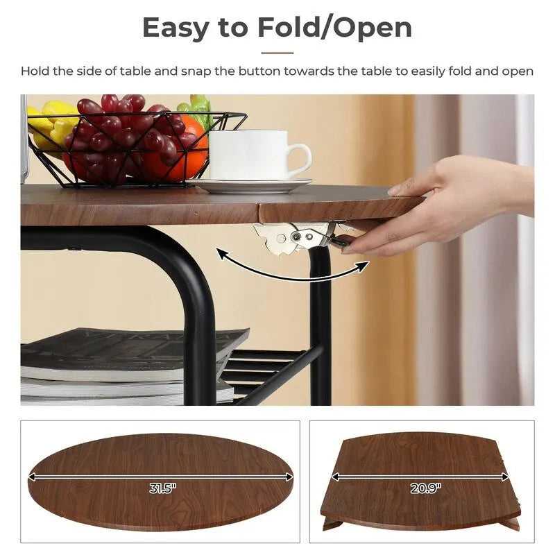 Table de salle à manger à abattants de 80 cm pour petits espaces, ensemble table et chaises de cuisine pour 2 personnes