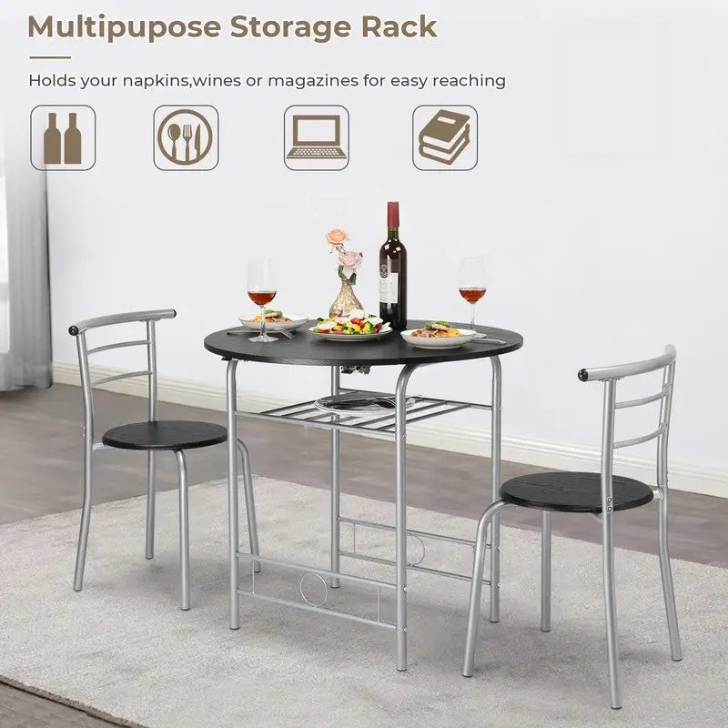 Table de salle à manger à abattants de 80 cm pour petits espaces, ensemble table et chaises de cuisine pour 2 personnes