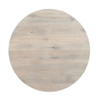 Table basse ronde de 94 cm (37 pouces), en forme de tambour, fabriquée artisanalement avec rangement, en bois de manguier blanc lavé.