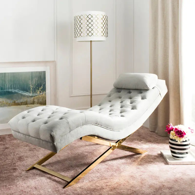 Chaise longue SAFAVIEH Cheri avec coussin rond - 65 cm (L) x 23 cm (P) x 33 cm (H)