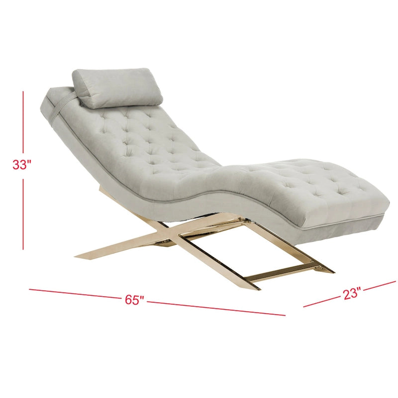 Chaise longue SAFAVIEH Cheri avec coussin rond - 65 cm (L) x 23 cm (P) x 33 cm (H)