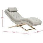 Chaise longue SAFAVIEH Cheri avec coussin rond - 65 cm (L) x 23 cm (P) x 33 cm (H)