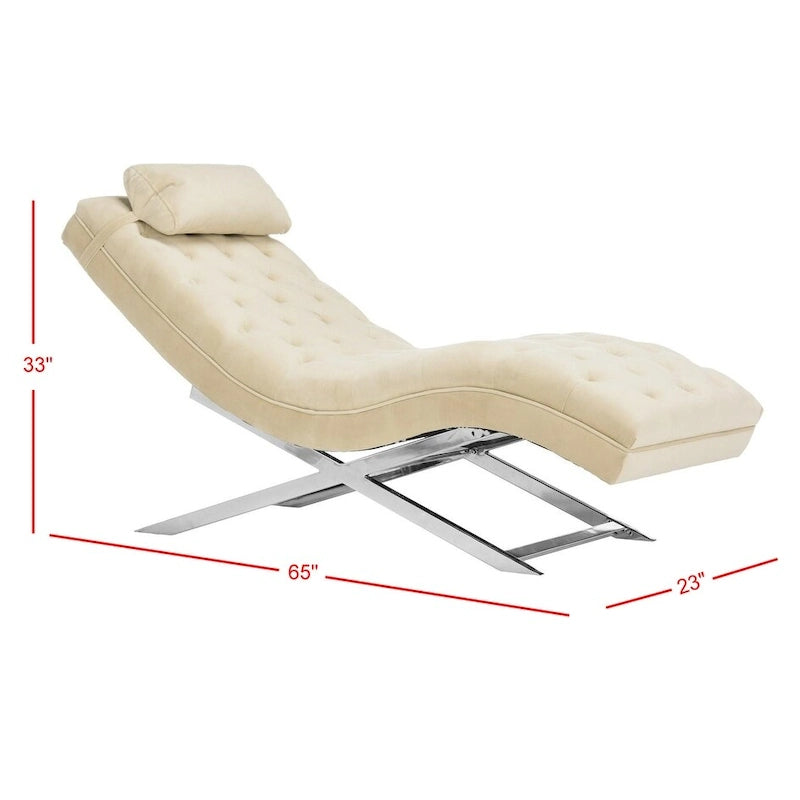 Chaise longue SAFAVIEH Cheri avec coussin rond - 65 cm (L) x 23 cm (P) x 33 cm (H)