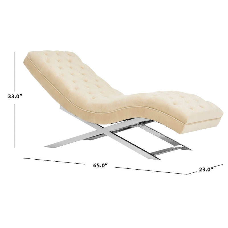 Chaise longue SAFAVIEH Cheri avec coussin rond - 65 cm (L) x 23 cm (P) x 33 cm (H)
