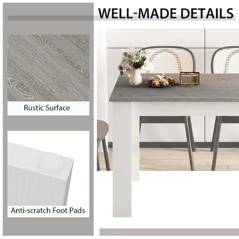 Ensemble de salle à manger Costway 5 pièces : table rectangulaire moderne et 4 chaises en bois d'hévéa