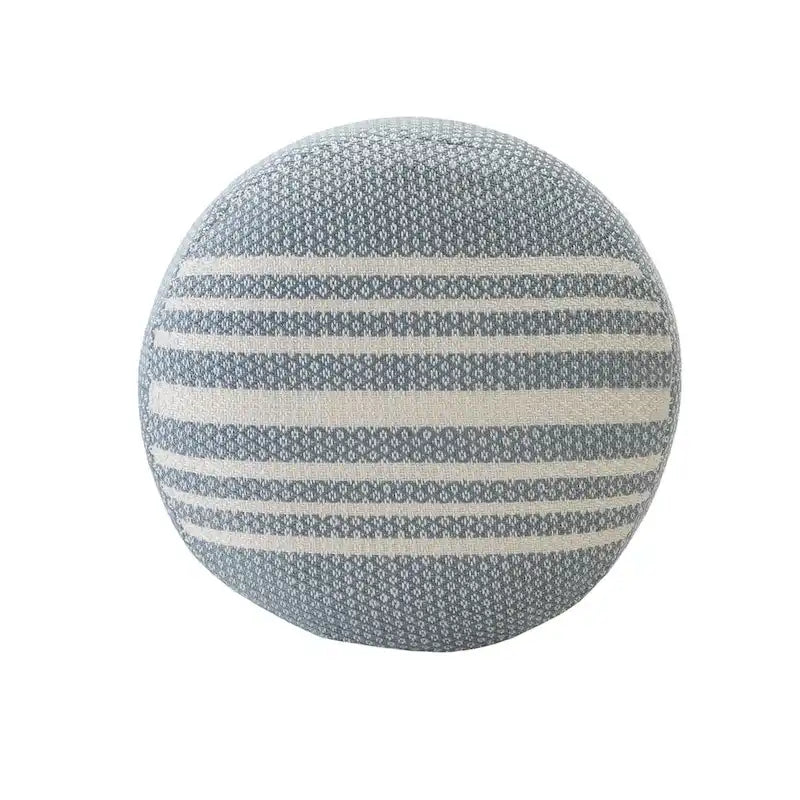 Pouf rond à rayures bleues et blanches (20 cm)