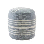 Pouf rond à rayures bleues et blanches (20 cm)
