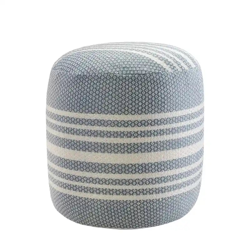 Pouf rond à rayures bleues et blanches (20 cm)