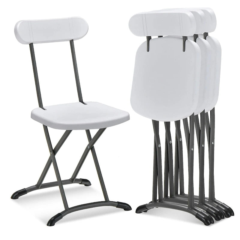 Lot de 4 chaises pliantes Gymax avec pieds incurvés en métal, assise large et ergonomique