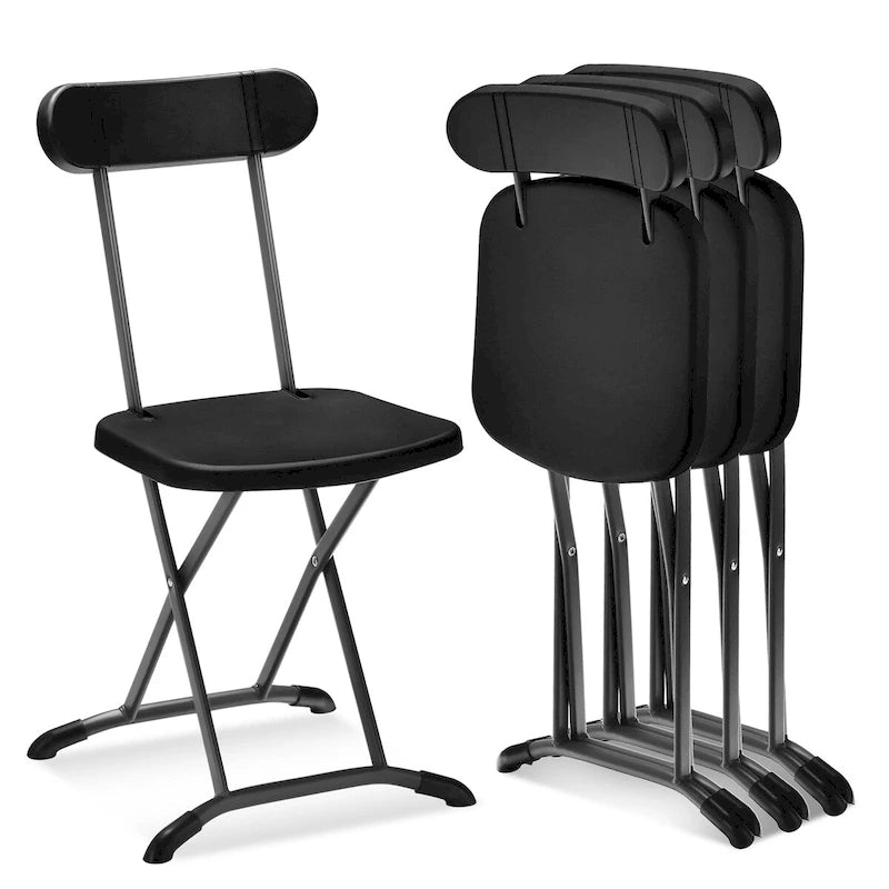 Lot de 4 chaises pliantes Gymax avec pieds incurvés en métal, assise large et ergonomique