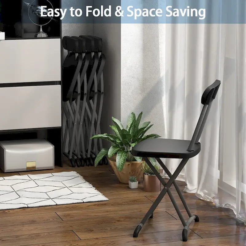 Lot de 4 chaises pliantes Gymax avec pieds incurvés en métal, assise large et ergonomique