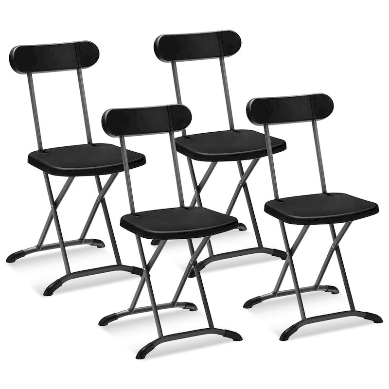 Lot de 4 chaises pliantes Gymax avec pieds incurvés en métal, assise large et ergonomique