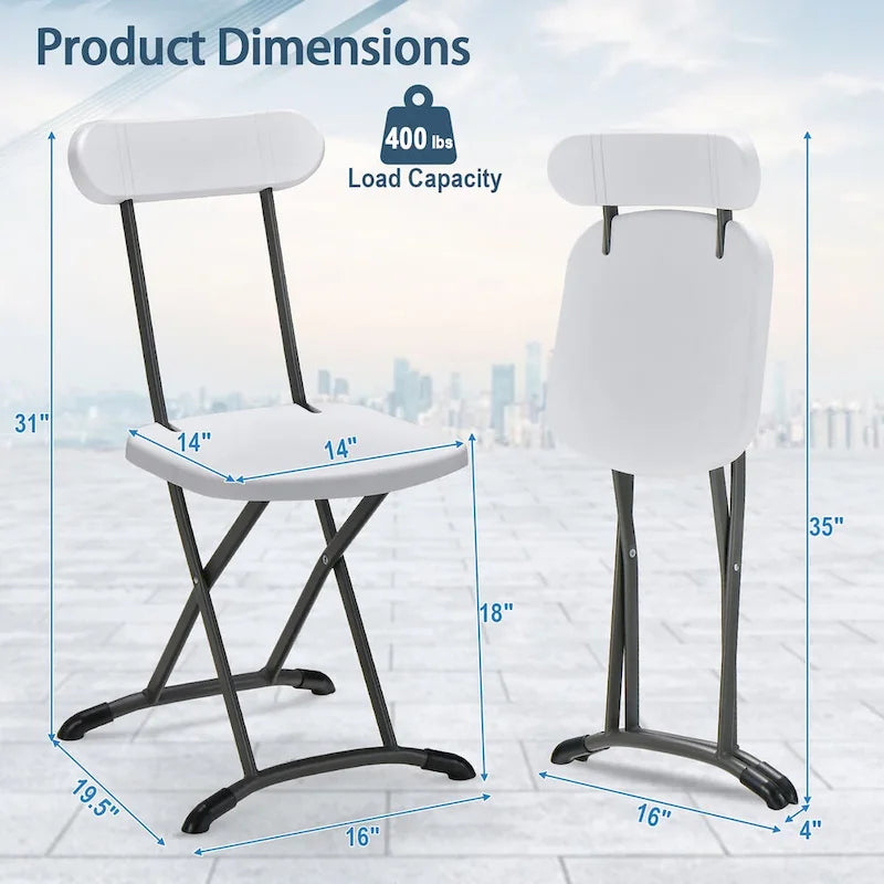 Lot de 4 chaises pliantes Gymax avec pieds incurvés en métal, assise large et ergonomique