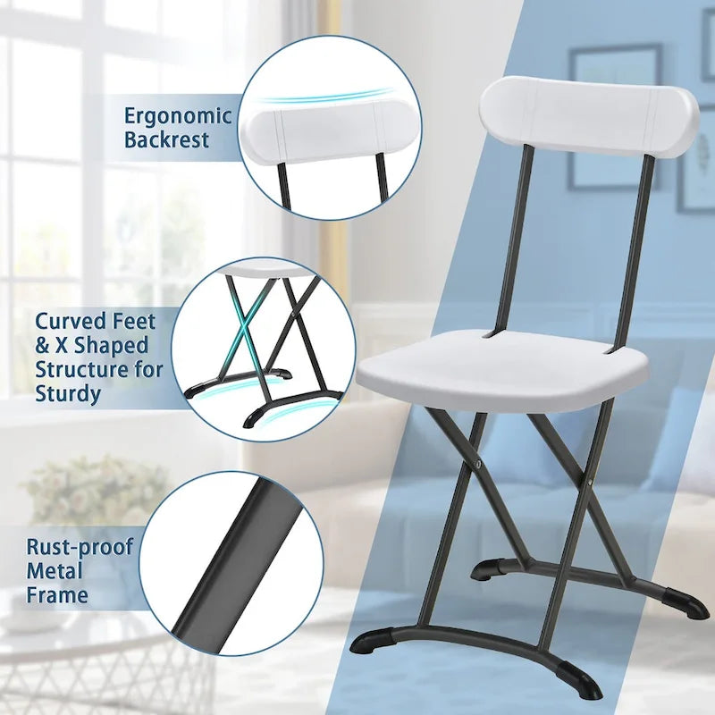 Lot de 4 chaises pliantes Gymax avec pieds incurvés en métal, assise large et ergonomique