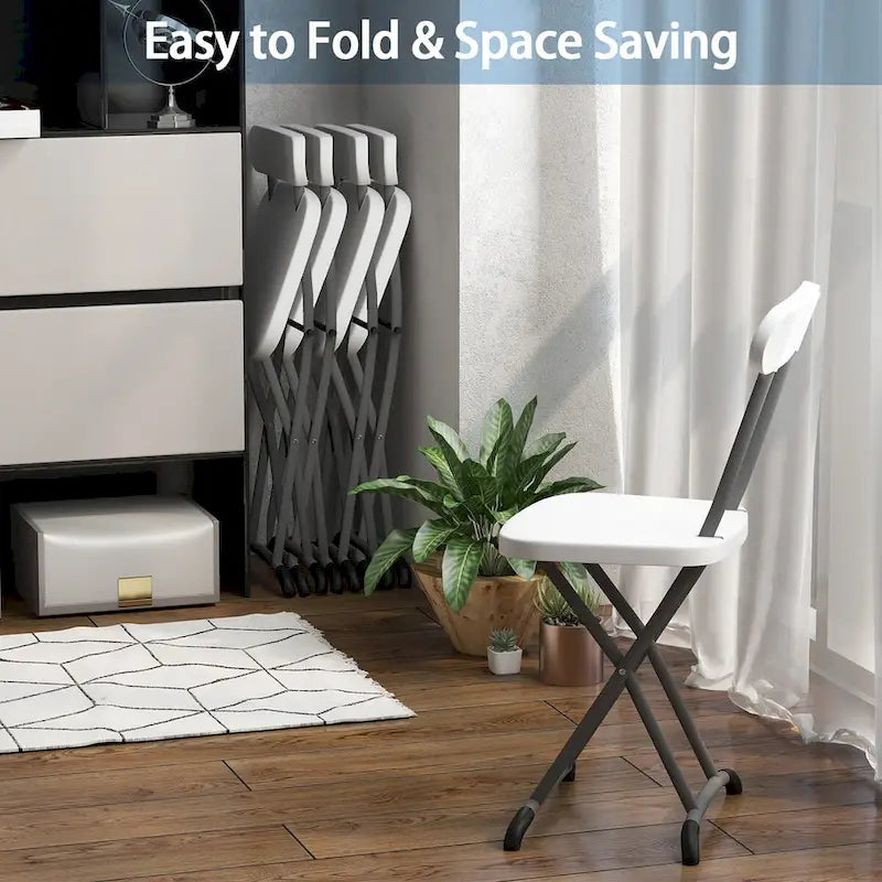 Lot de 4 chaises pliantes Gymax avec pieds incurvés en métal, assise large et ergonomique