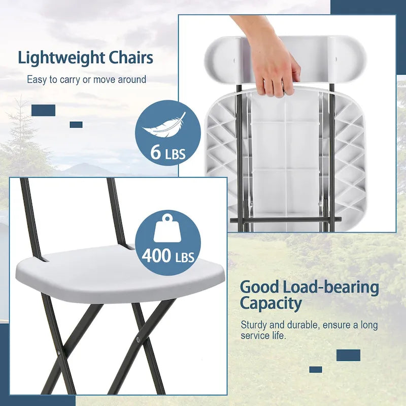 Lot de 4 chaises pliantes Gymax avec pieds incurvés en métal, assise large et ergonomique