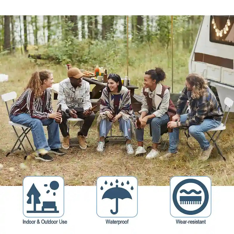 Lot de 4 chaises pliantes Gymax avec pieds incurvés en métal, assise large et ergonomique