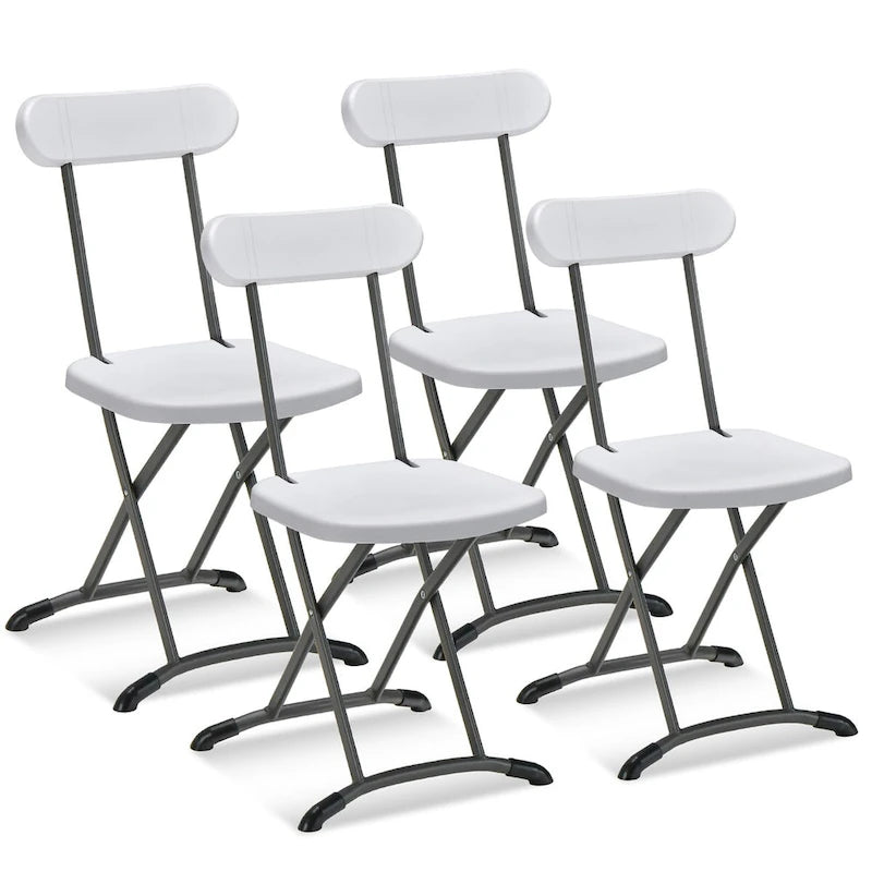 Lot de 4 chaises pliantes Gymax avec pieds incurvés en métal, assise large et ergonomique