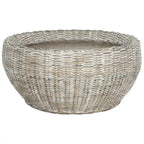 Table basse tambour en résine tressée et plateau en bois SAFAVIEH Alfia - 35,4 x 35,4 x 15,7 cm - 35 cm (L) x 35 cm (P) x 16 cm (H)