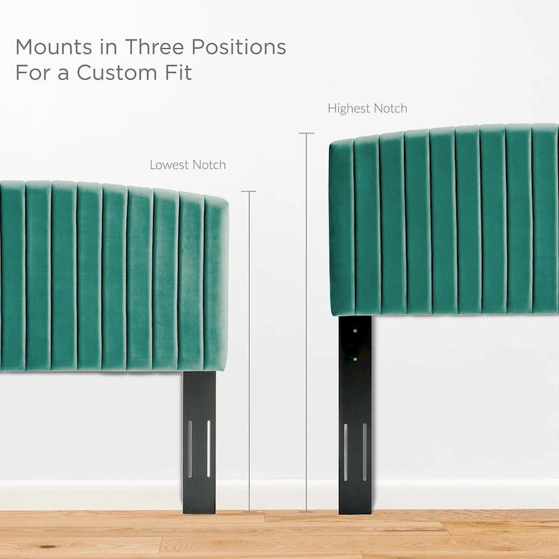 Tête de lit Silver Orchid La Marr en velours pour lit double/queen