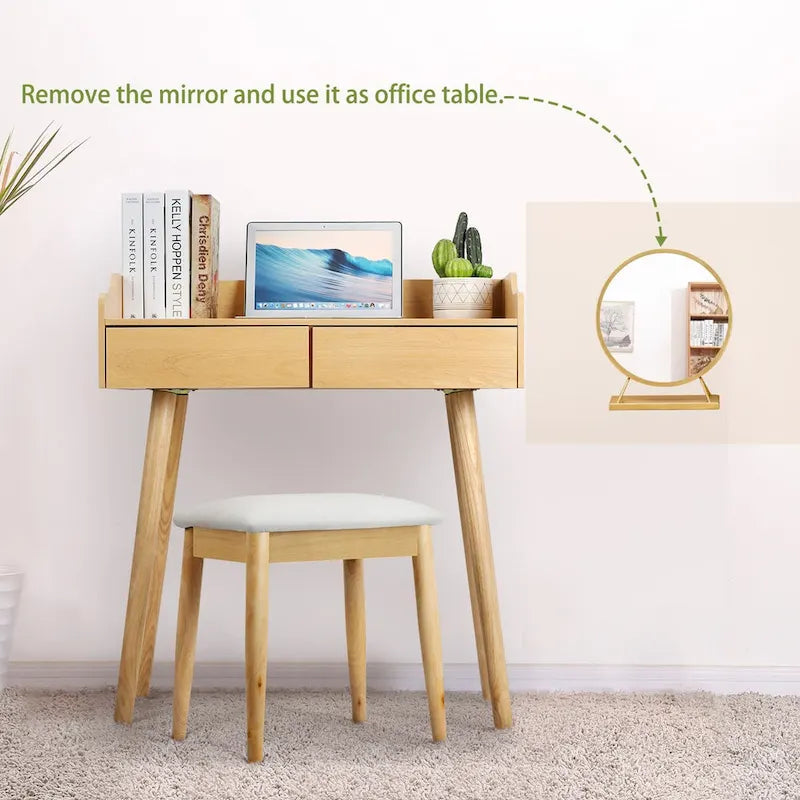 Ensemble coiffeuse avec miroir amovible