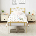 Cadre de lit plateforme en métal Javlergo avec tête de lit moderne, sommier non requis