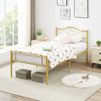 Cadre de lit plateforme en métal Javlergo avec tête de lit moderne, sommier non requis